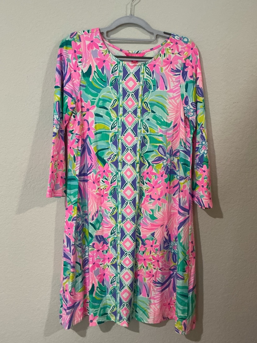 Lilly Pulitzer Pink Tropical Floral Long-Sleeve Dress